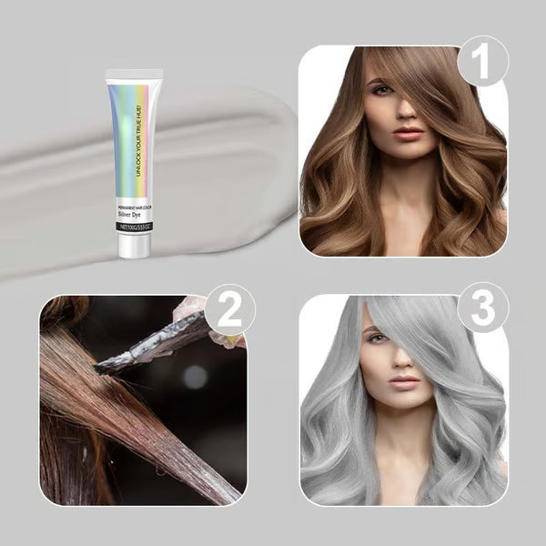 ✨2-in-1 Natural Extract Silver Hair Dye – Long-Lasting Radiance and Shine